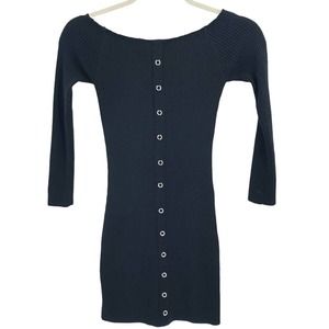 Emory Park Womens Size Small Ribbed Sweater Dress Off-the-Shoulder Body-Con